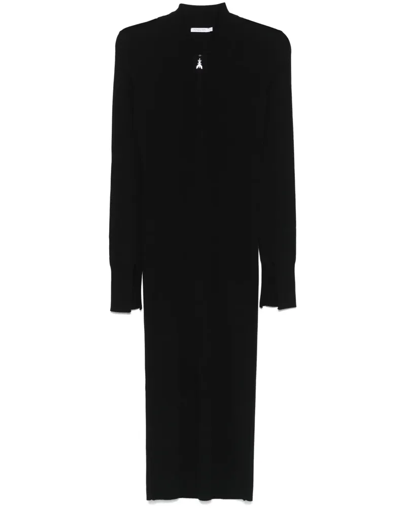 Patrizia Pepe Geripptes Midikleid - Schwarz Schwarz