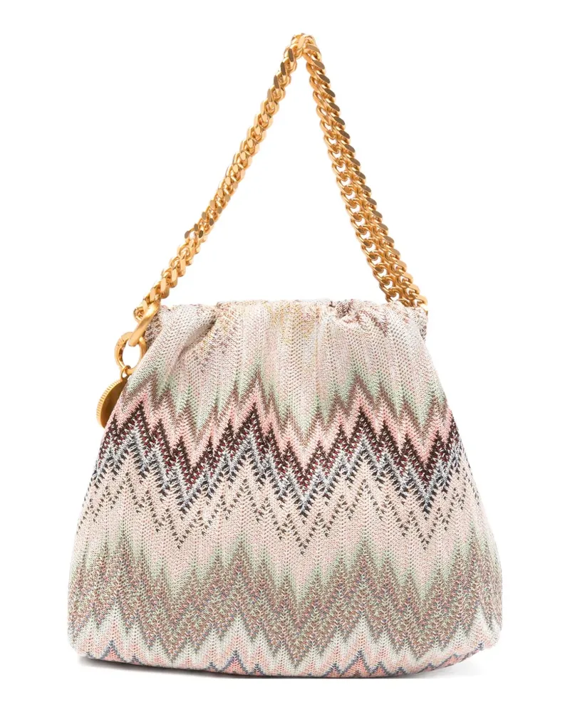 Missoni zigzag-knit chain-link mini bag - Nude Nude