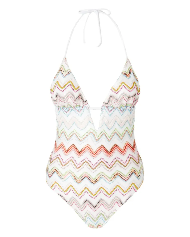 Missoni Badeanzug mit Zickzackmuster - Weiß Weiß