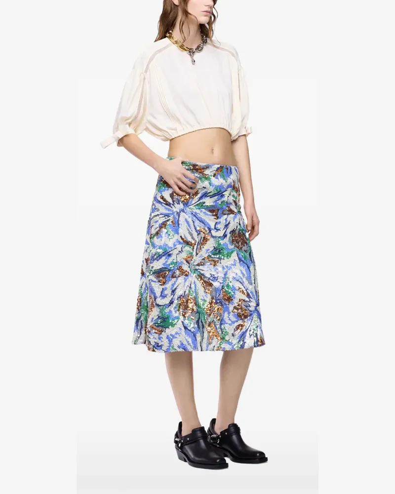 Paco Rabanne Cropped-Oberteil mit Puffärmeln - Nude Nude