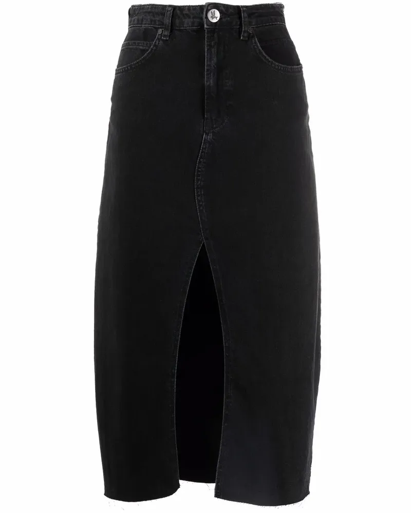 One Teaspoon Ausgeblichener Rocko Jeans-Midirock - Schwarz Schwarz