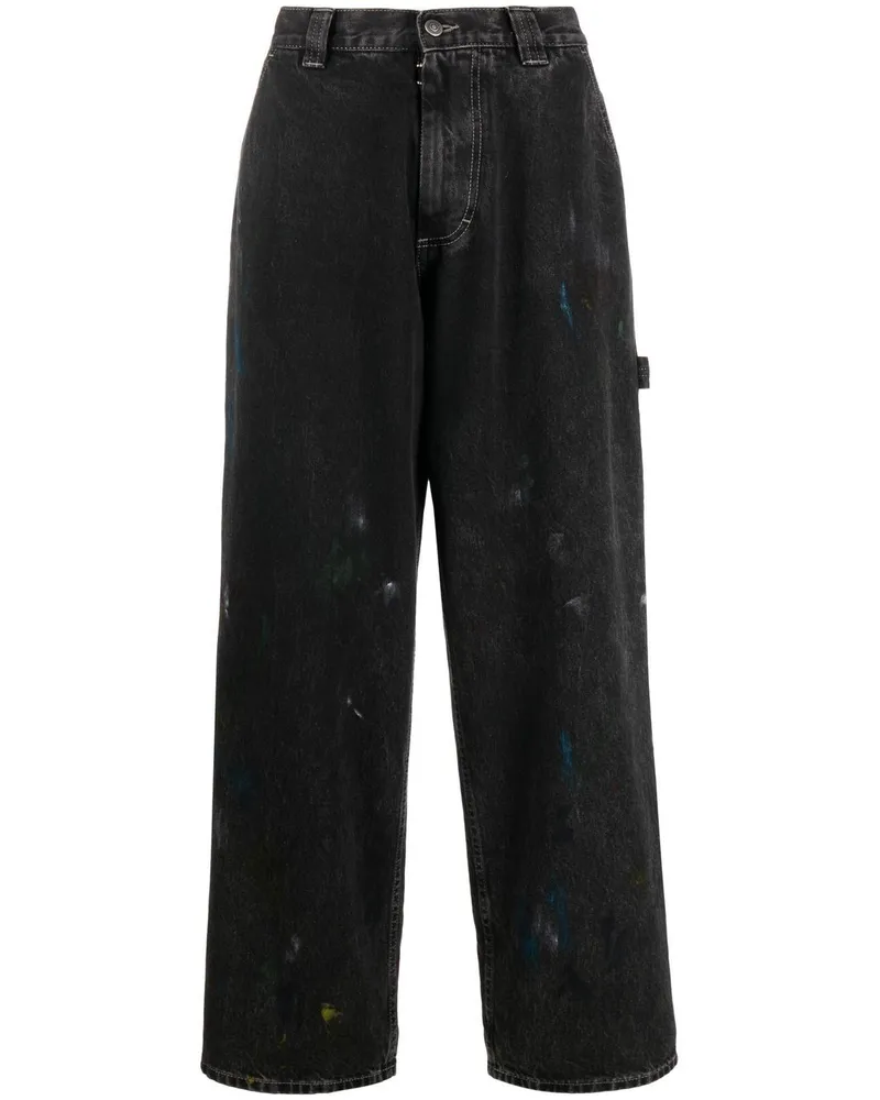Maison Margiela Weite Paint Jeans - Schwarz Schwarz