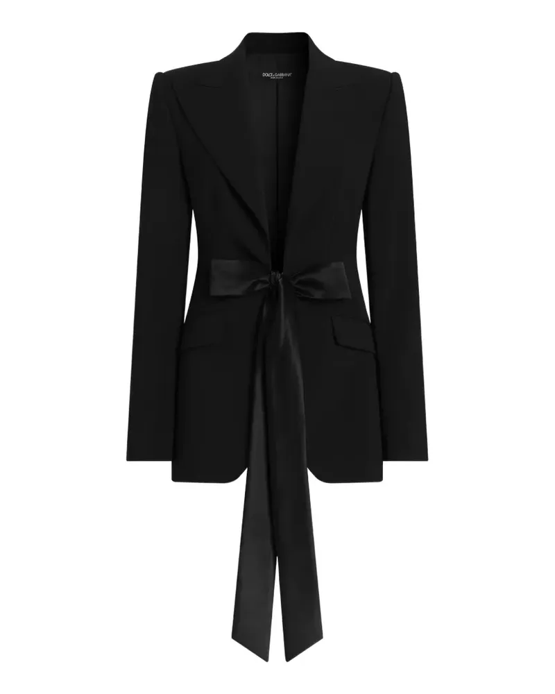 Dolce & Gabbana Einreihige Turlington Jacke aus mikro-geripptem Stoff - Schwarz Schwarz