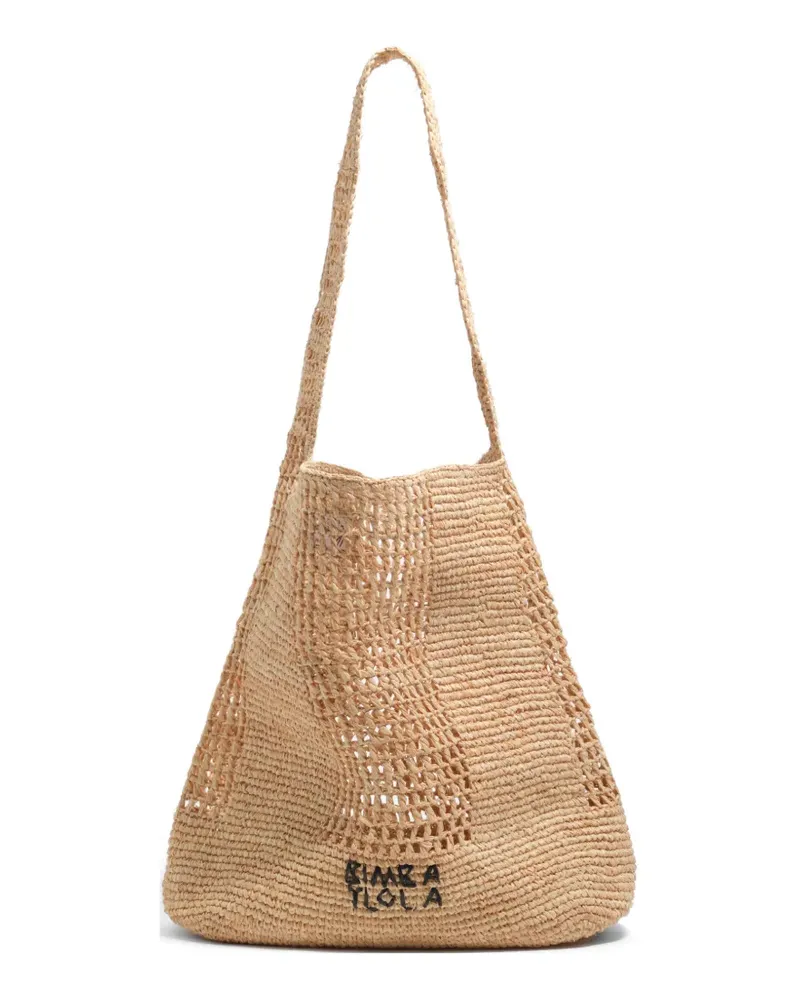 BIMBA Y LOLA Große Schultertasche in Lochstrick - Nude Nude