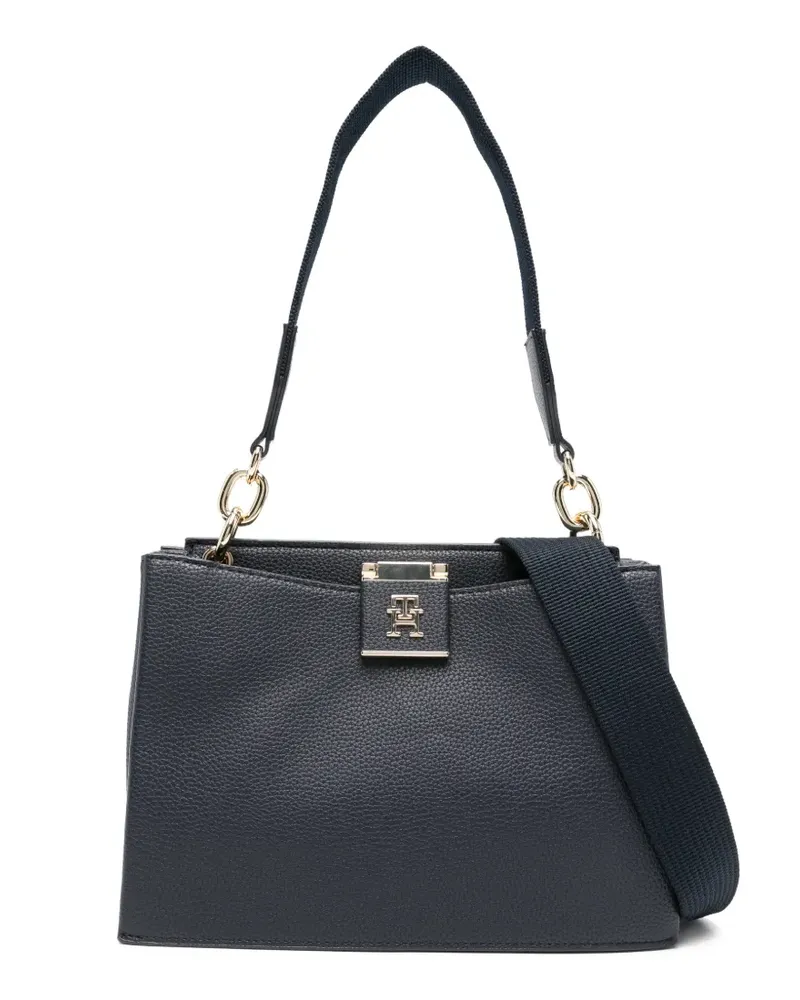 Tommy Hilfiger Mittelgroße TH Her Stripe Schultertasche - Blau Blau