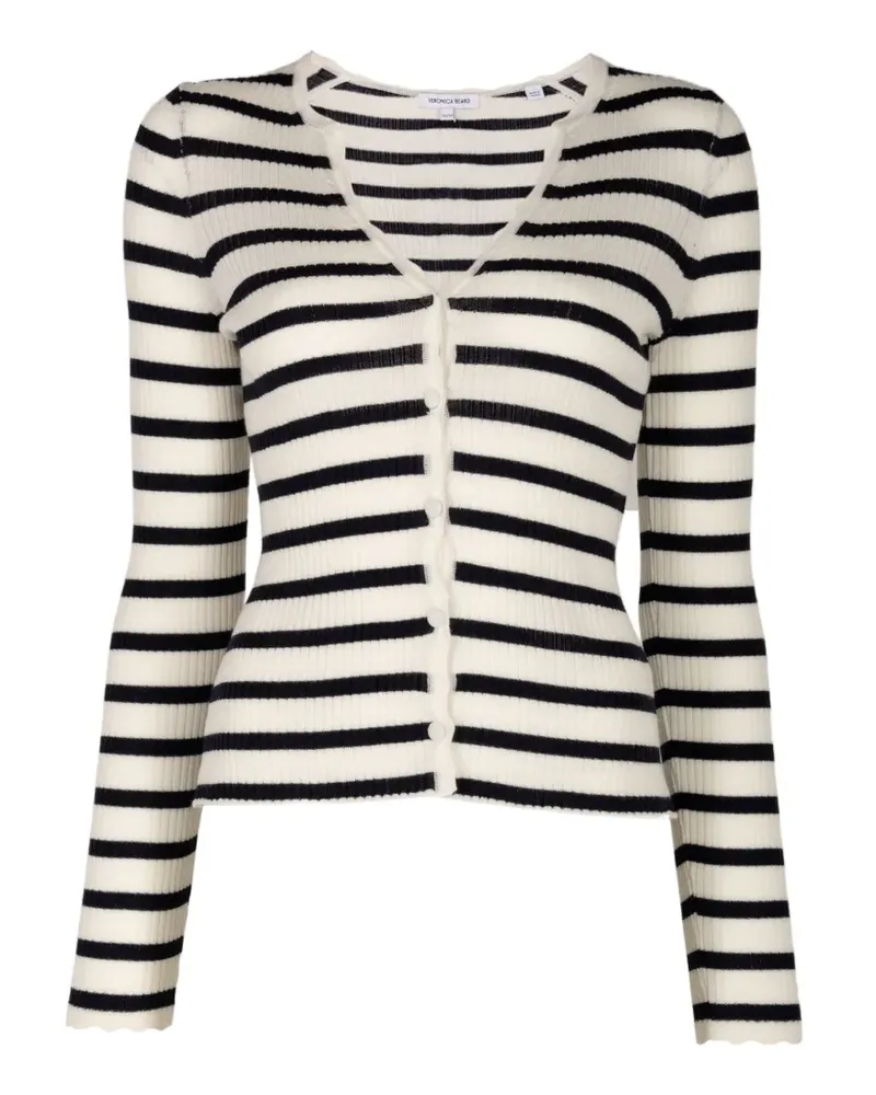 Veronica Beard Gestreifter Cardigan - Weiß Weiß