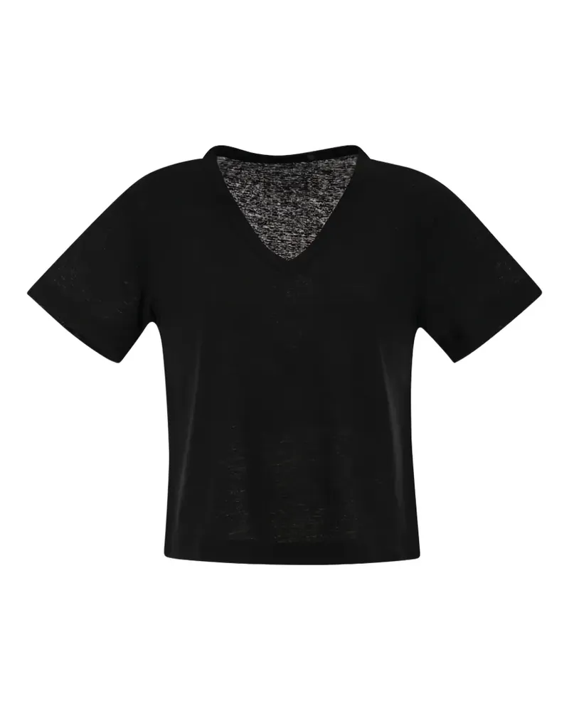 Majestic T-Shirt mit Slub-Textur - Schwarz Schwarz