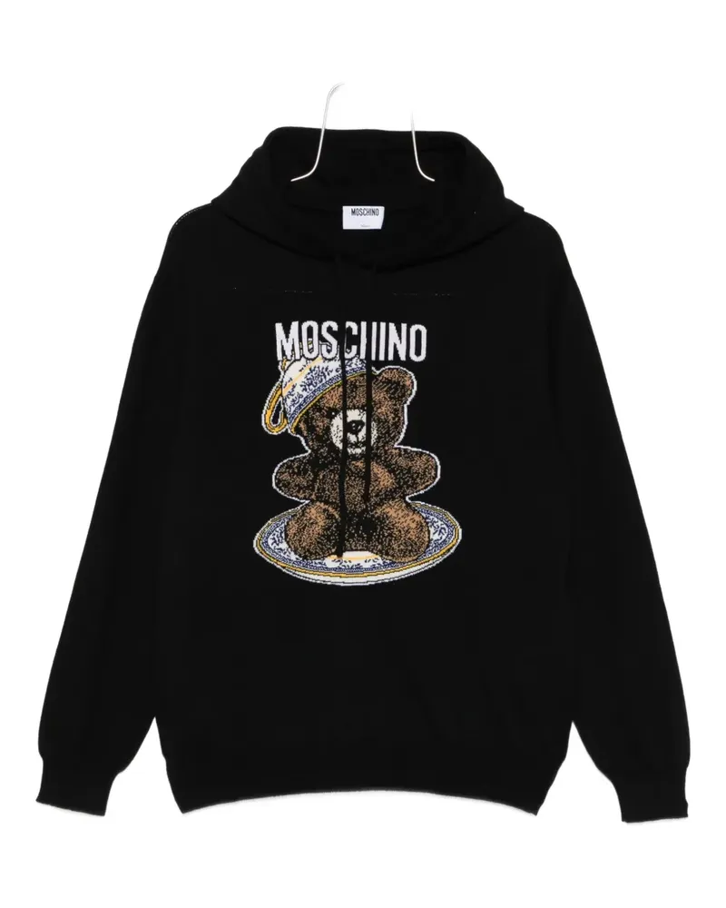Moschino Hoodie mit Teddy-Intarsie - Schwarz Schwarz