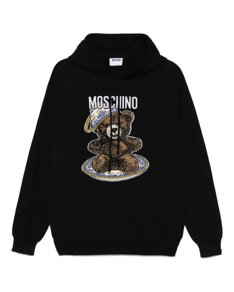Moschino Hoodie mit Teddy-Intarsie - Schwarz Schwarz