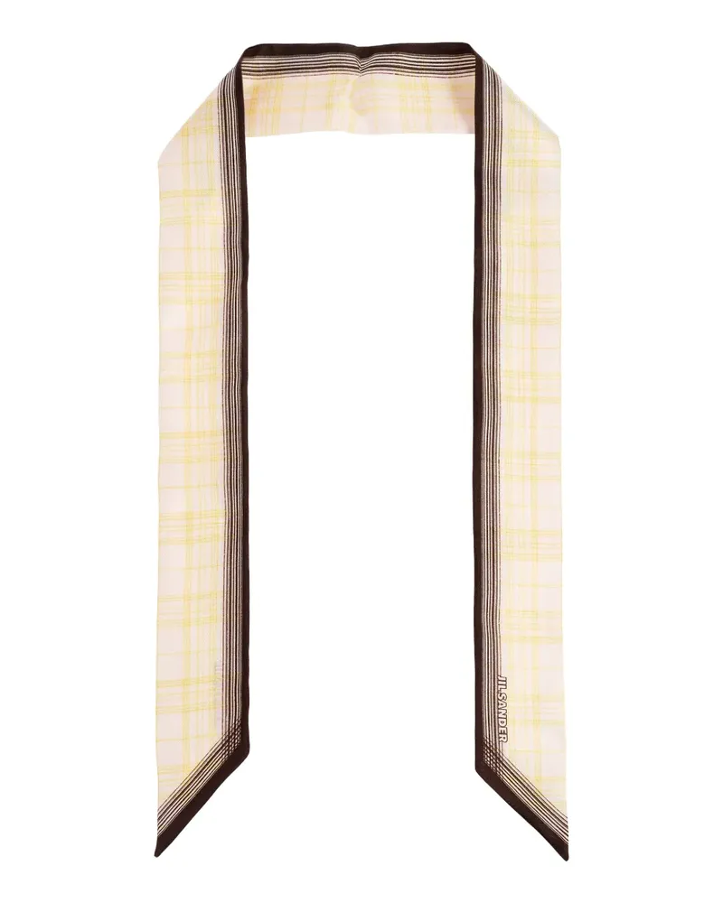Jil Sander plaid-patter silk scarf - Nude Nude
