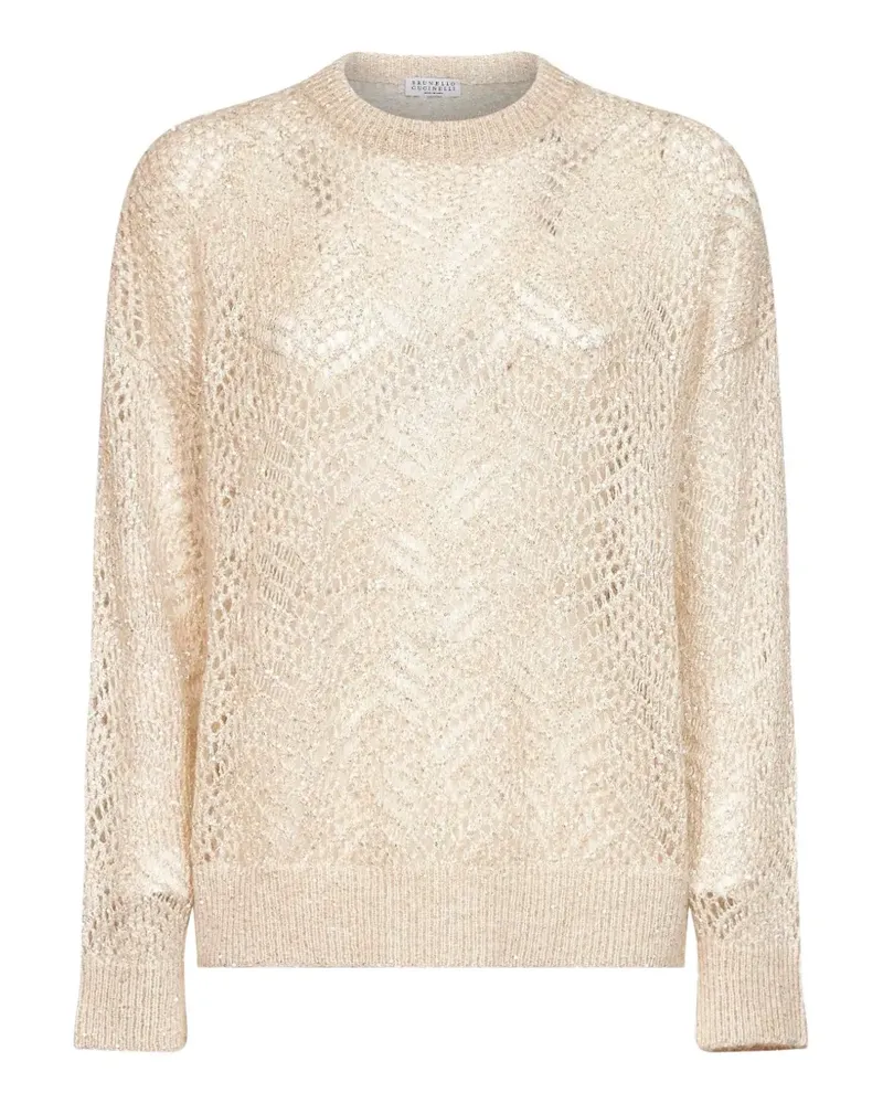 Brunello Cucinelli Lochstrickpullover mit Pailletten - Nude Nude