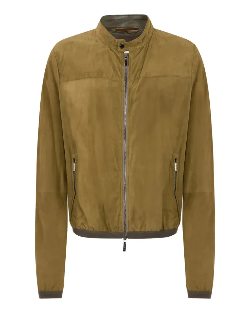 MOORER zip leather jacket - Grün Grün