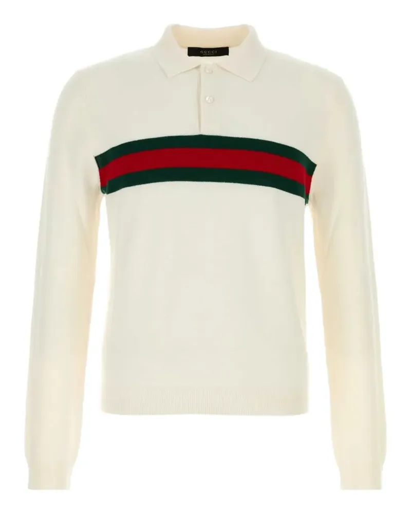 Gucci Web-stripe long-sleeve polo shirt - Nude Nude