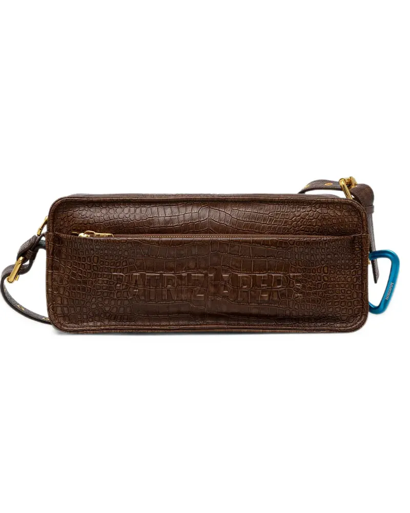 Patrizia Pepe medium (IM)PERFECTION leather crossbody bag - Braun Braun