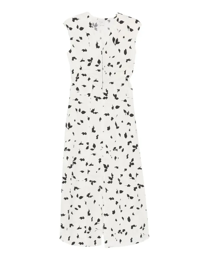 ALYSI leaf-print ruched-detail dress - Weiß Weiß