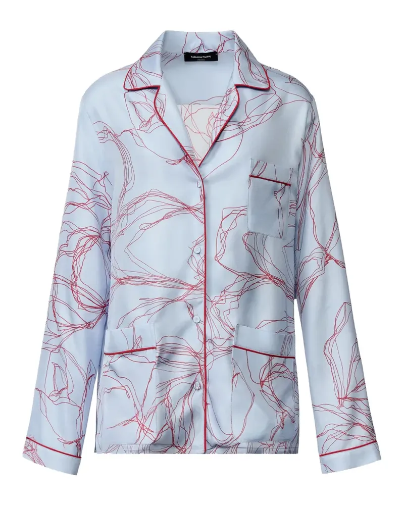Fabiana Filippi Hemd mit Blumenprint und Paspelierung - Blau Blau