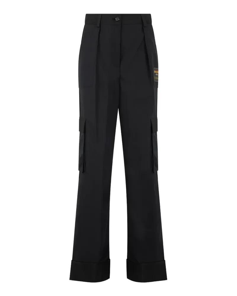 Moschino logo-patch cargo-pockets flared trousers - Schwarz Schwarz