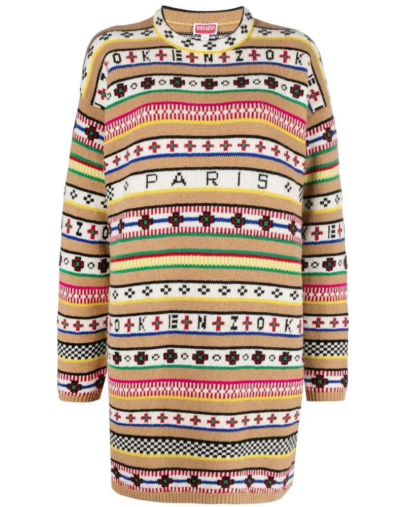 Kenzo Klassisches Intarsien-Kleid - Braun Braun