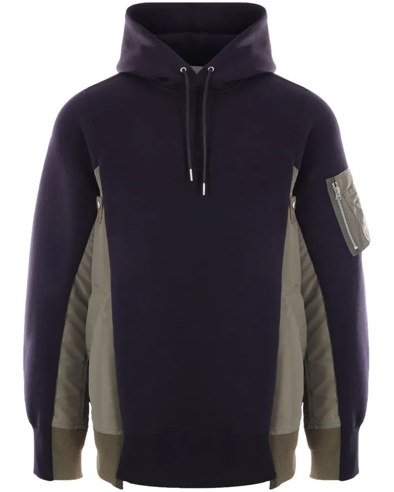 Sacai Kapuzenjacke mit Kontrasteinsätzen - Blau Blau