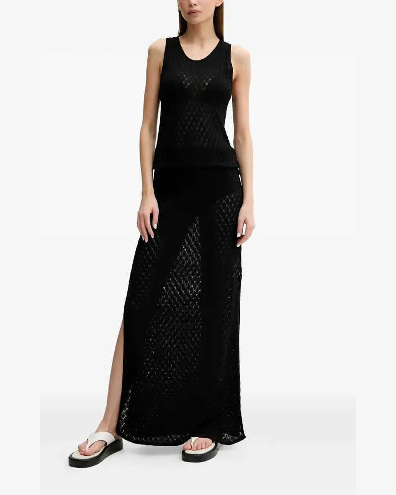 Melissa Odabash Lochstrick-Maxikleid mit Seitenschlitz - Schwarz Schwarz