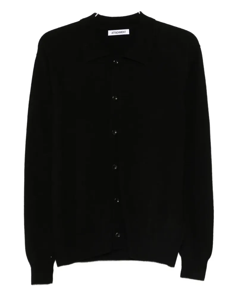 ATTACHMENT Cardigan mit Poloshirtkragen - Schwarz Schwarz