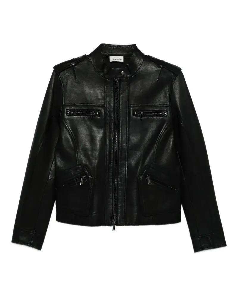 P.A.R.O.S.H. P.A.R.O H. Lederjacke mit Reißverschluss - Schwarz Schwarz
