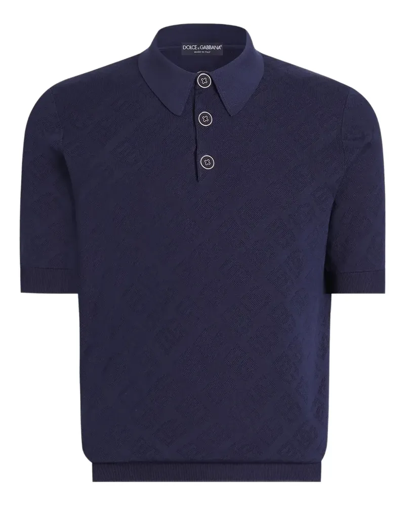 Dolce & Gabbana Gemustertes Poloshirt - Blau Blau