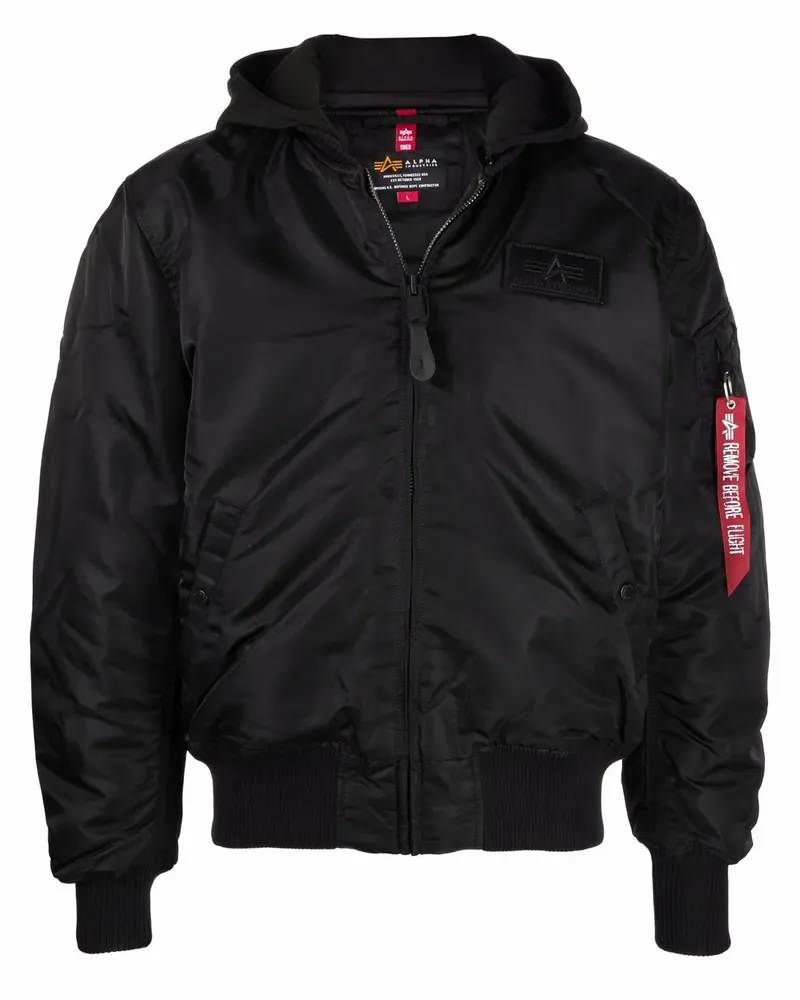 Alpha Industries Bomberjacke mit Reißverschluss - Schwarz Schwarz
