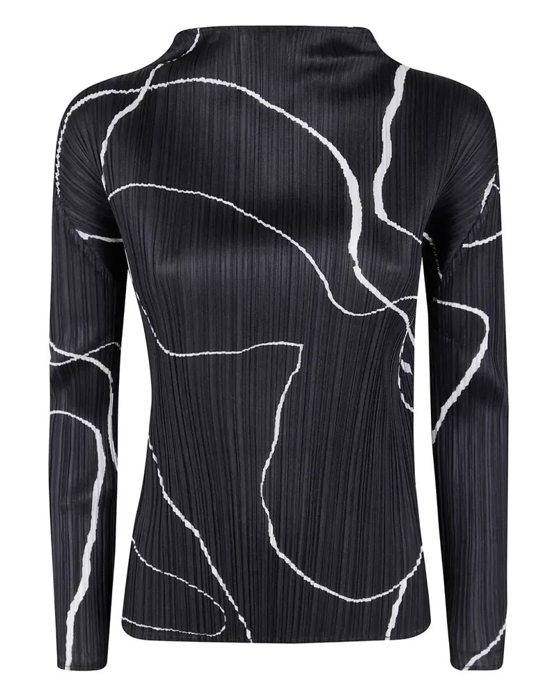 Issey Miyake Oberteil mit Stehkragen - Schwarz Schwarz