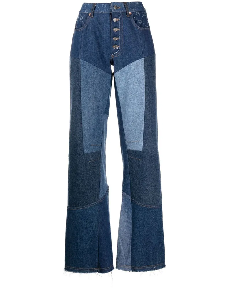 Marine Serre Jeans mit weitem Bein Blau