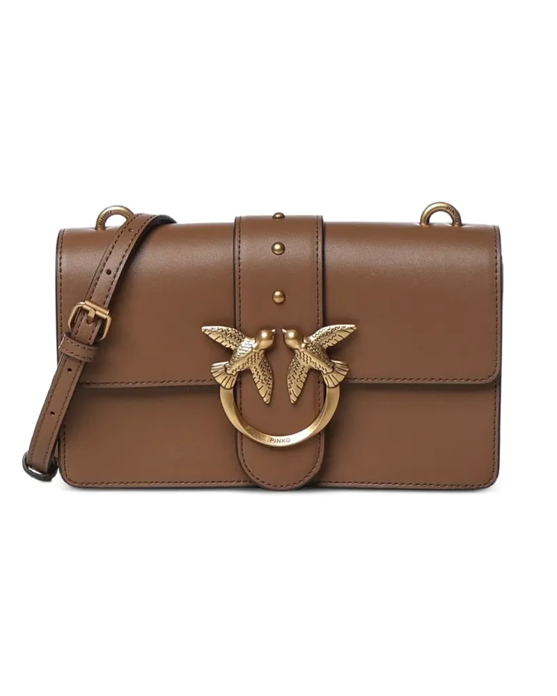 Pinko small Love Bag One leather crossbody bag - Braun Braun