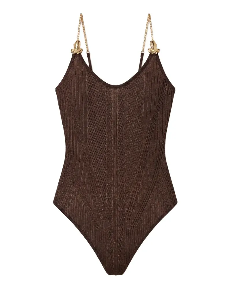 MOEVA Tropezia chain-link ribbed swimsuit - Braun Braun