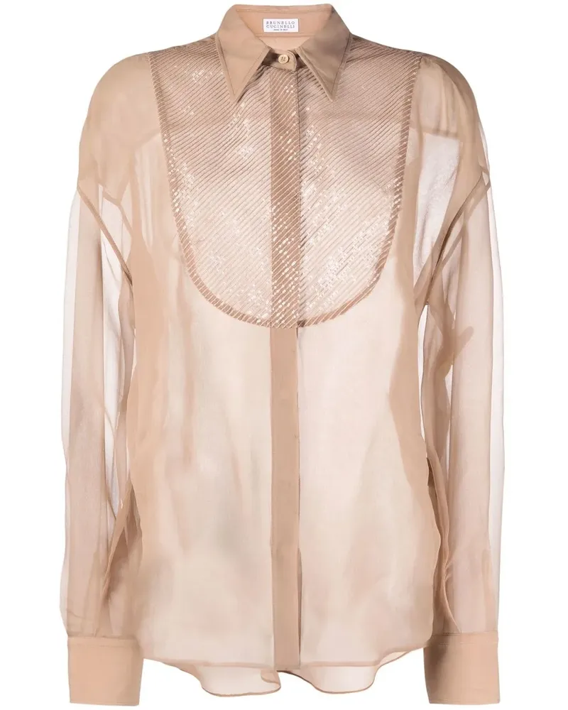 Brunello Cucinelli Sheer-Hemd - Nude Nude