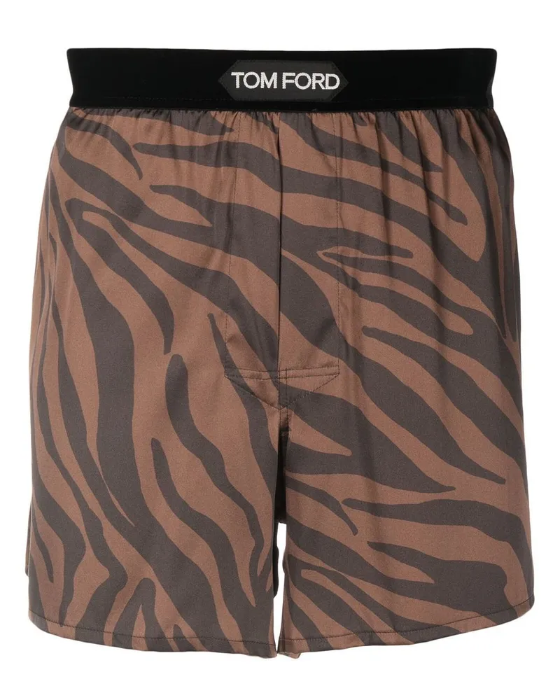 Tom Ford Boxershorts aus Seide mit Print - Braun Braun