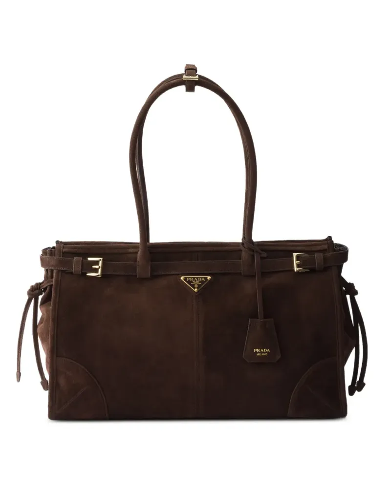Prada Große Bonnie Wildleder-Handtasche - Braun Braun