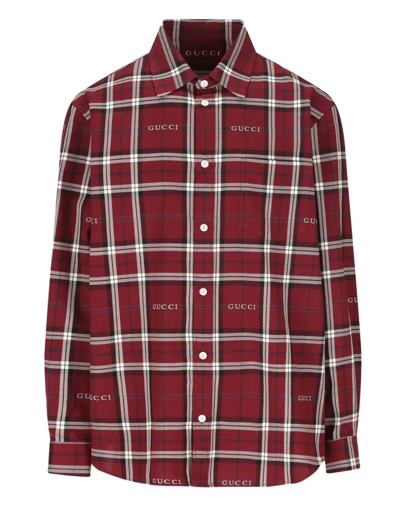 Gucci tartan-pattern logo shirt - Rot Rot