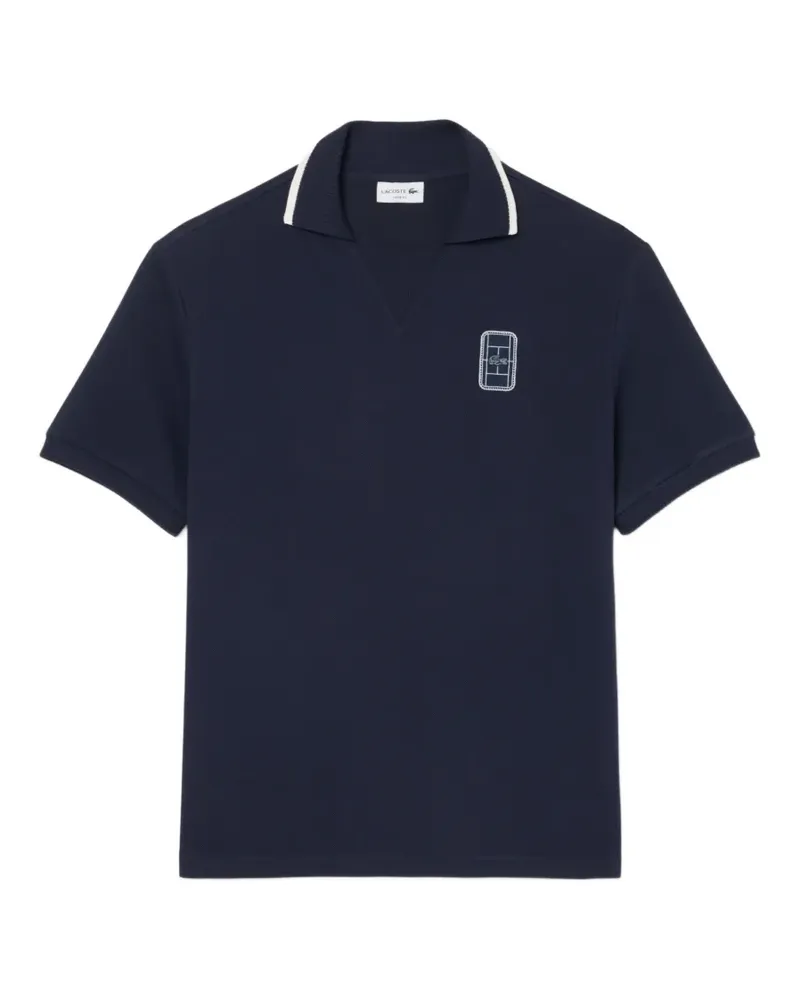 Lacoste logo-patch V-neck T-shirt - Blau Blau