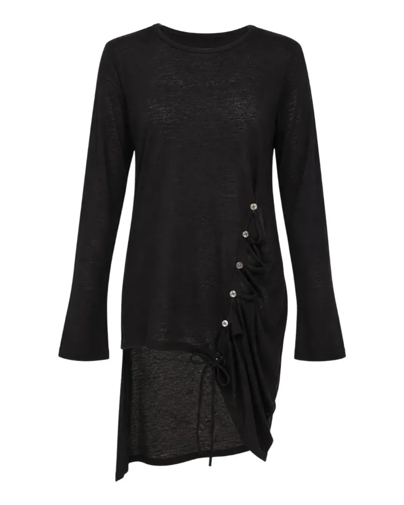 Yohji Yamamoto T-Shirt mit Zierknöpfen - Schwarz Schwarz