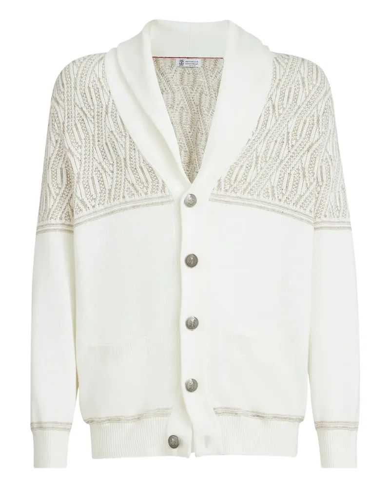 Brunello Cucinelli Cardigan aus Baumwoll-Jacquard - Weiß Weiß