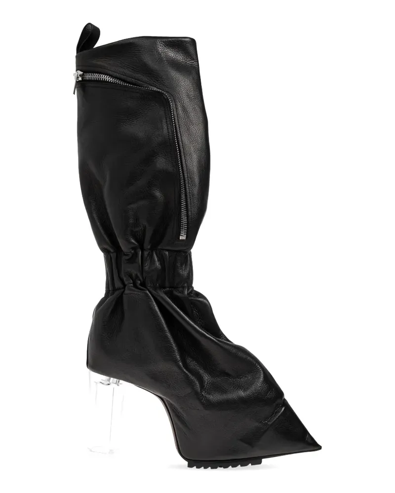 Rick Owens Taquito zipper gathered leather boots - Schwarz Schwarz
