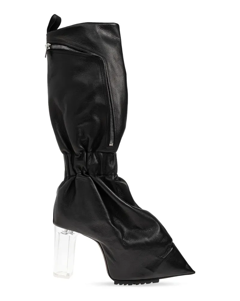 Rick Owens Taquito zipper gathered leather boots - Schwarz Schwarz