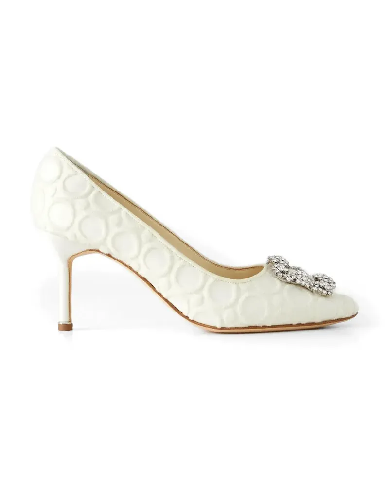 Manolo Blahnik Hangisi crystal-buckle pumps - Nude Nude