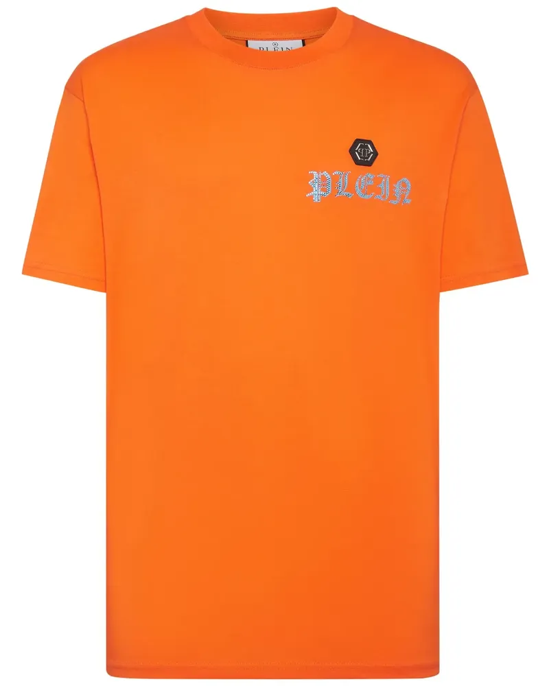 Philipp Plein T-Shirt mit kristallverziertem Totenkopf - Orange Orange