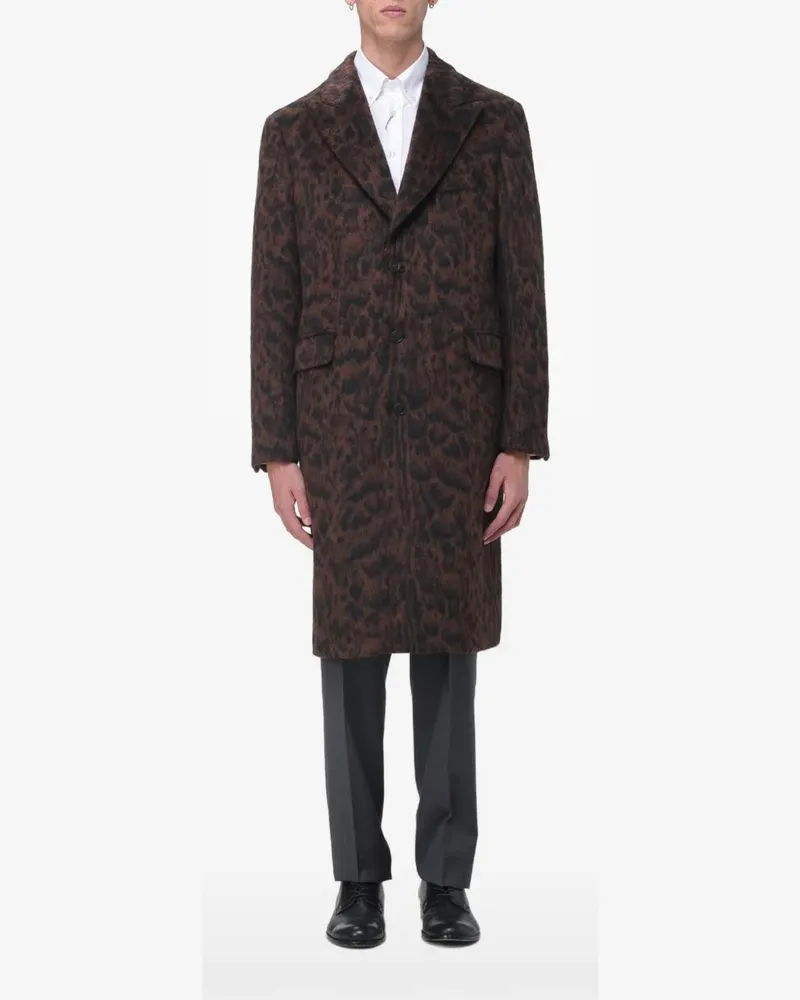 Etro leopard-print single-breasted coat - Braun Braun