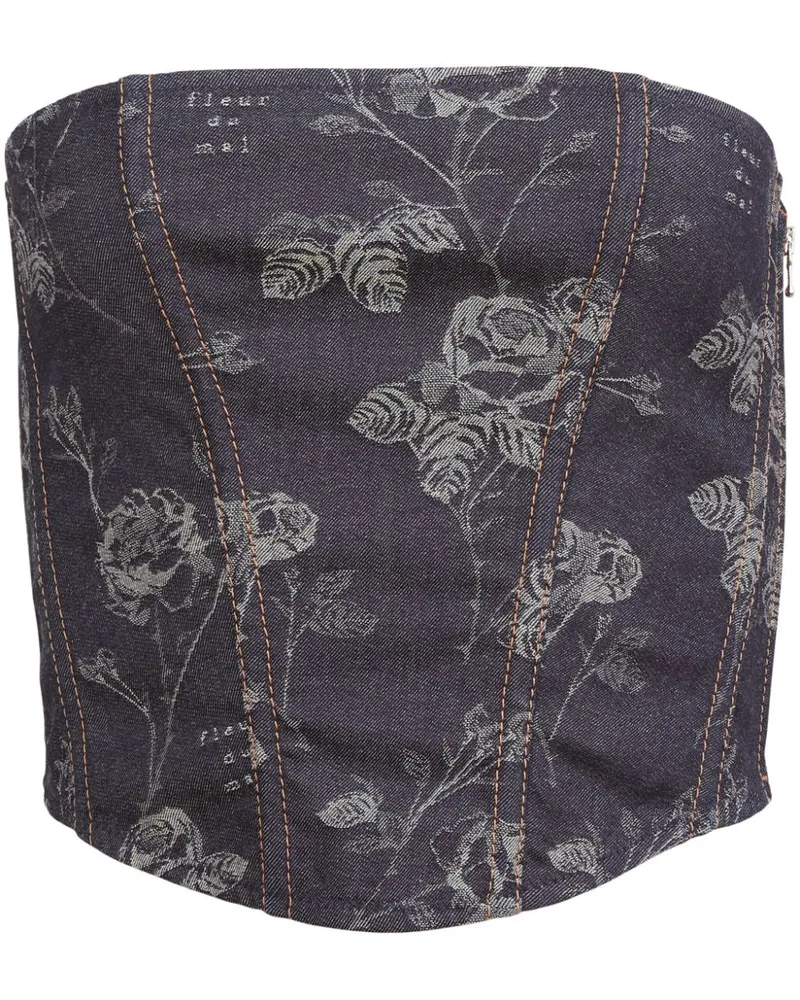 Fleur Du Mal Jacquard-Corsage mit Blumenmuster - Blau Blau