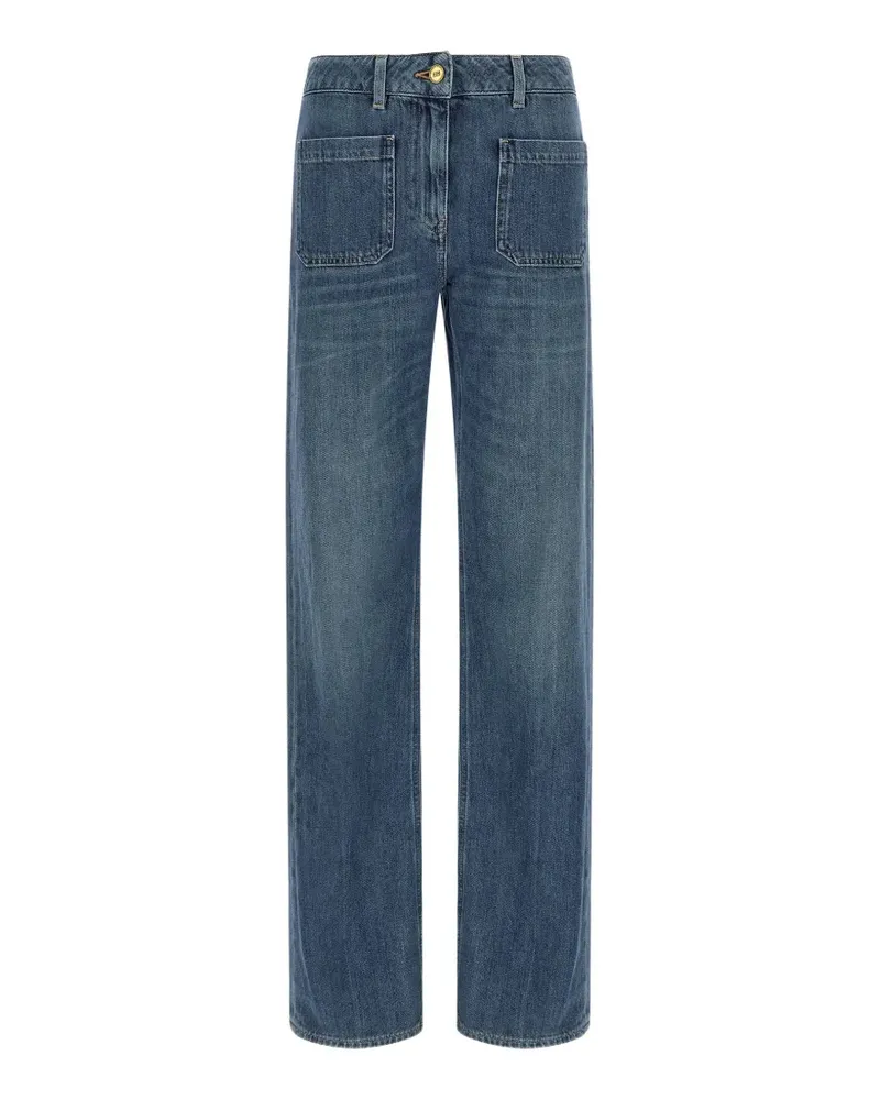 Elisabetta Franchi logo-embroidered patch-pocket denim jeans - Blau Blau
