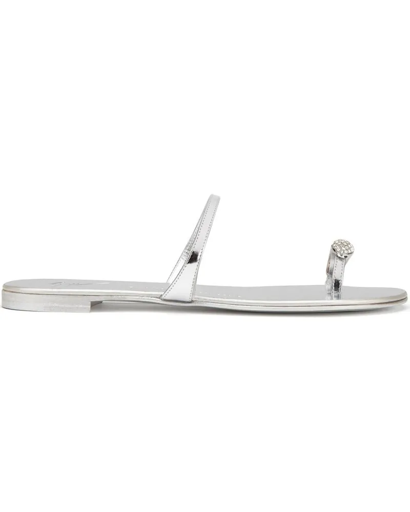 Giuseppe Zanotti Ring Sandalen mit Kristallen - Silber Silber