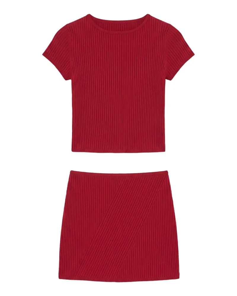 Reformation Layla Set aus geripptem Strick - Rot Rot