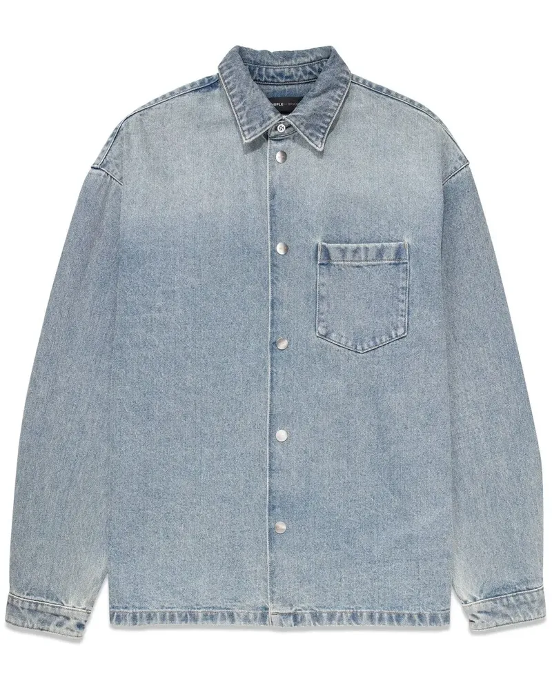 PURPLE BRAND Klassische Jeans-Hemdjacke - Blau Blau