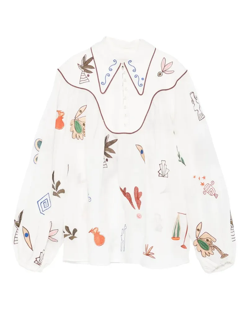 ALEMAIS Bluse mit kleinem Kragen - Weiß Weiß